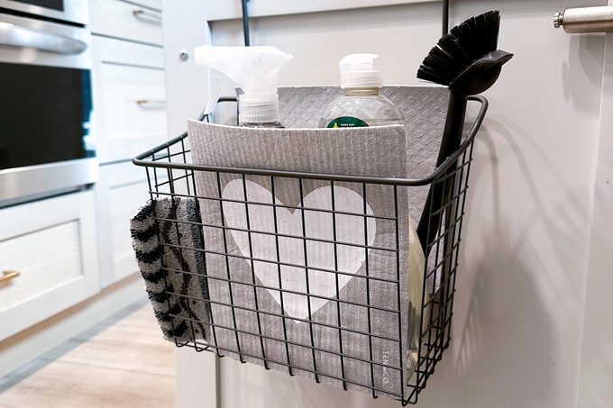 over the door organizer on kitchen island