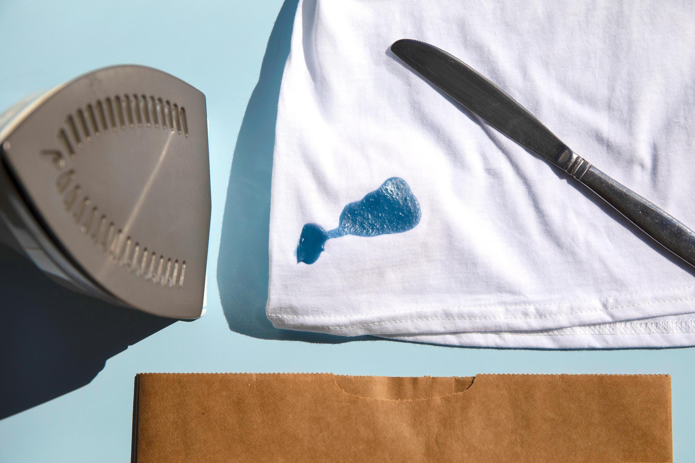 white shirt with wax drips