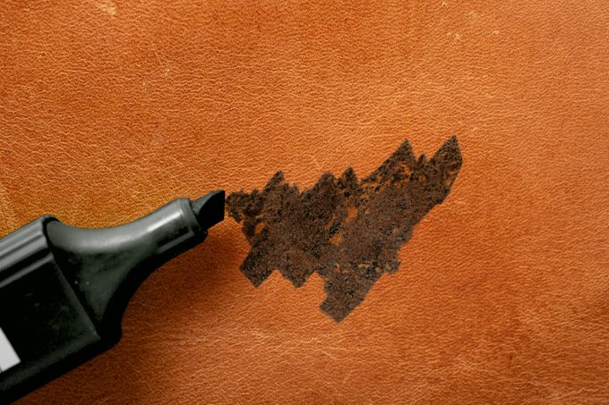 black permanent marker on leather