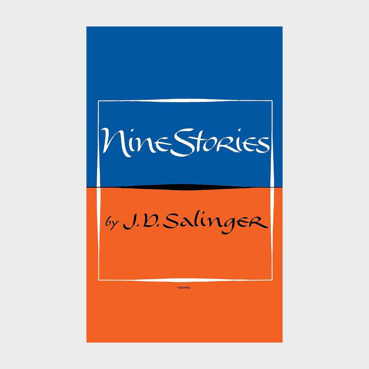 Book cover displays title "Nine Stories" and author "J.D. Salinger" in a blue and orange color scheme.