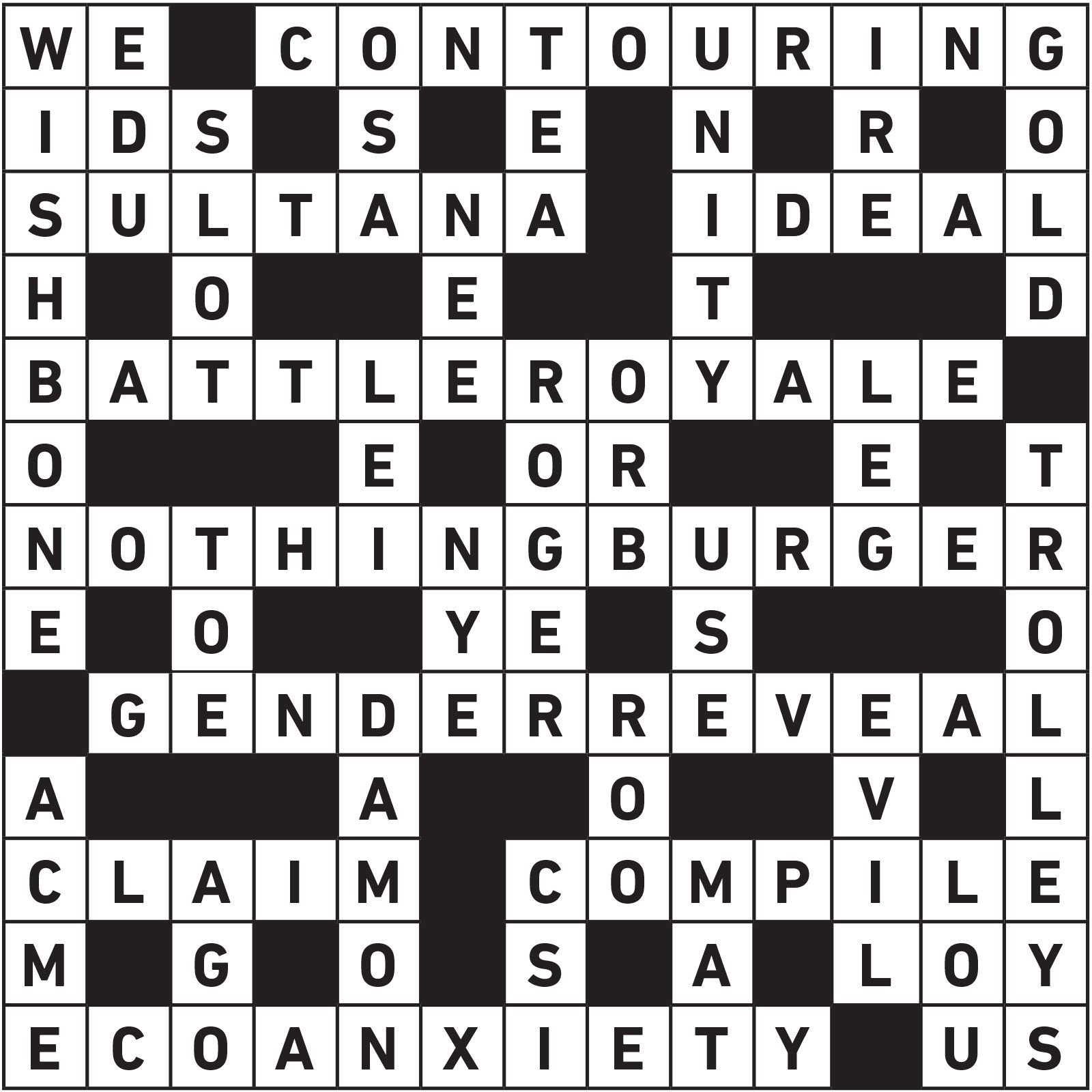 April 2021 Printable Crossword Answers