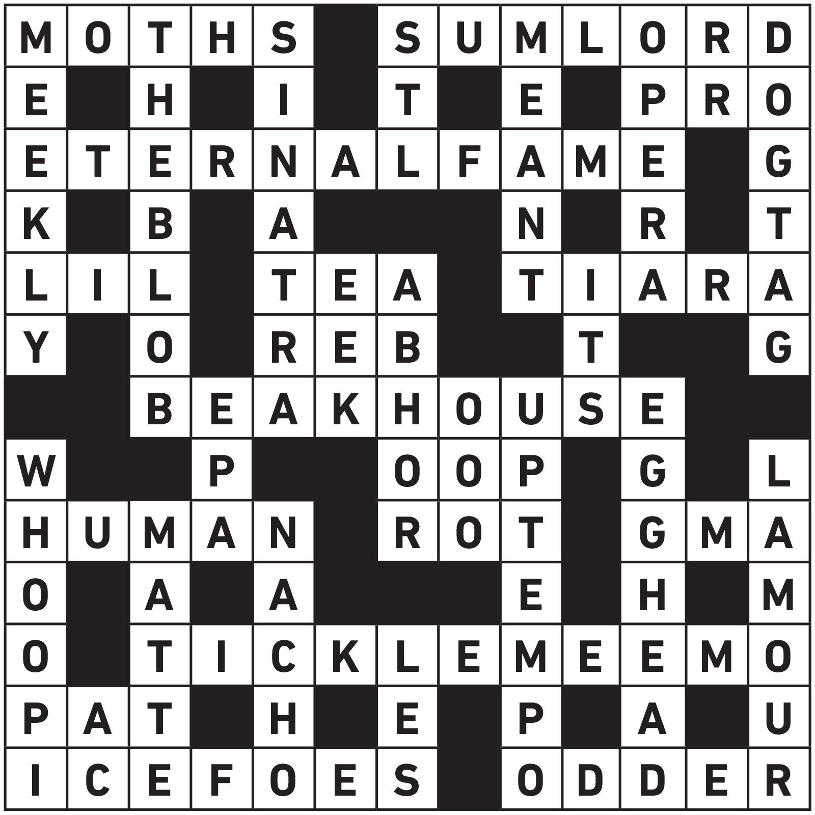 June 2021 Printable Crossword Answers