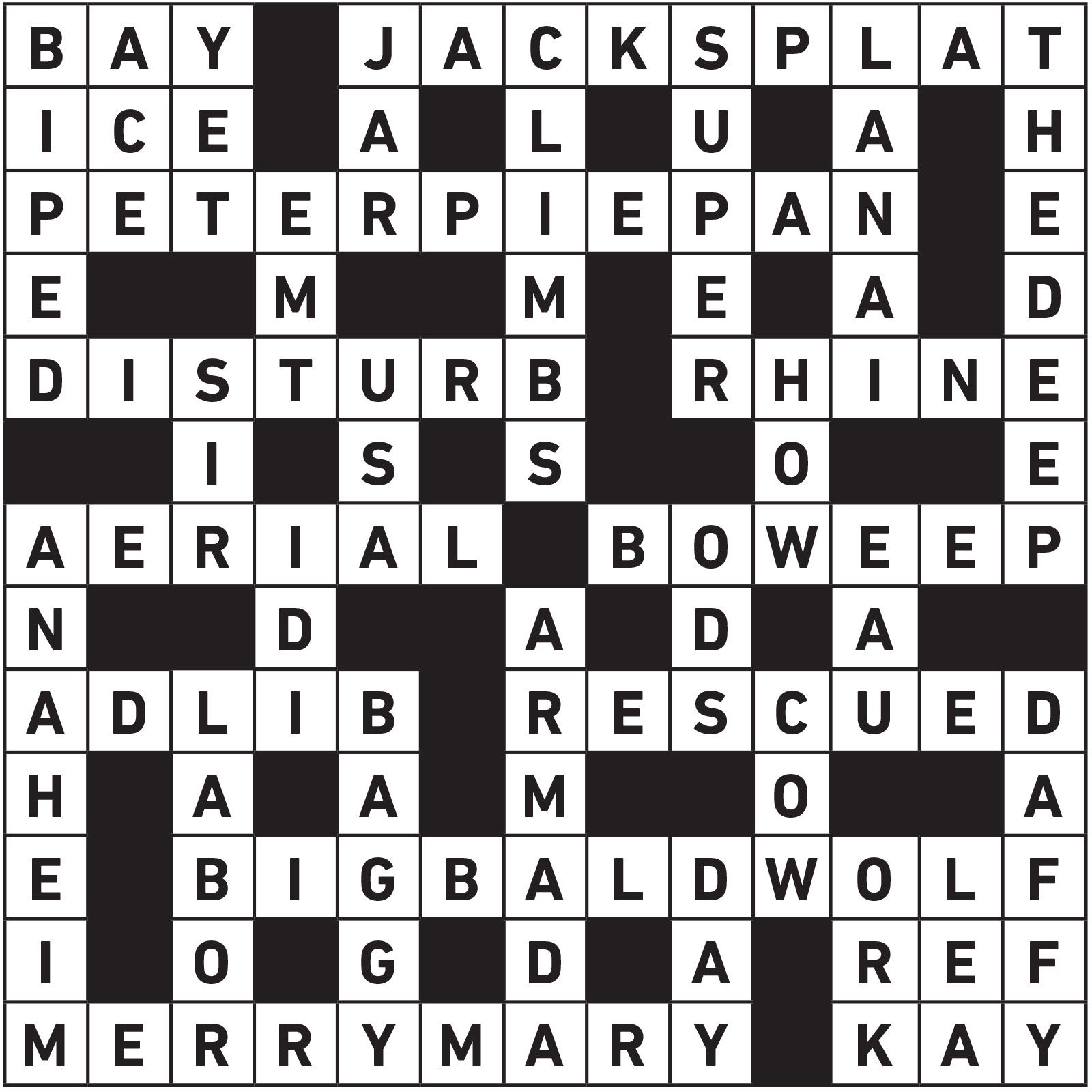 November 2021 Printable Crossword Answers