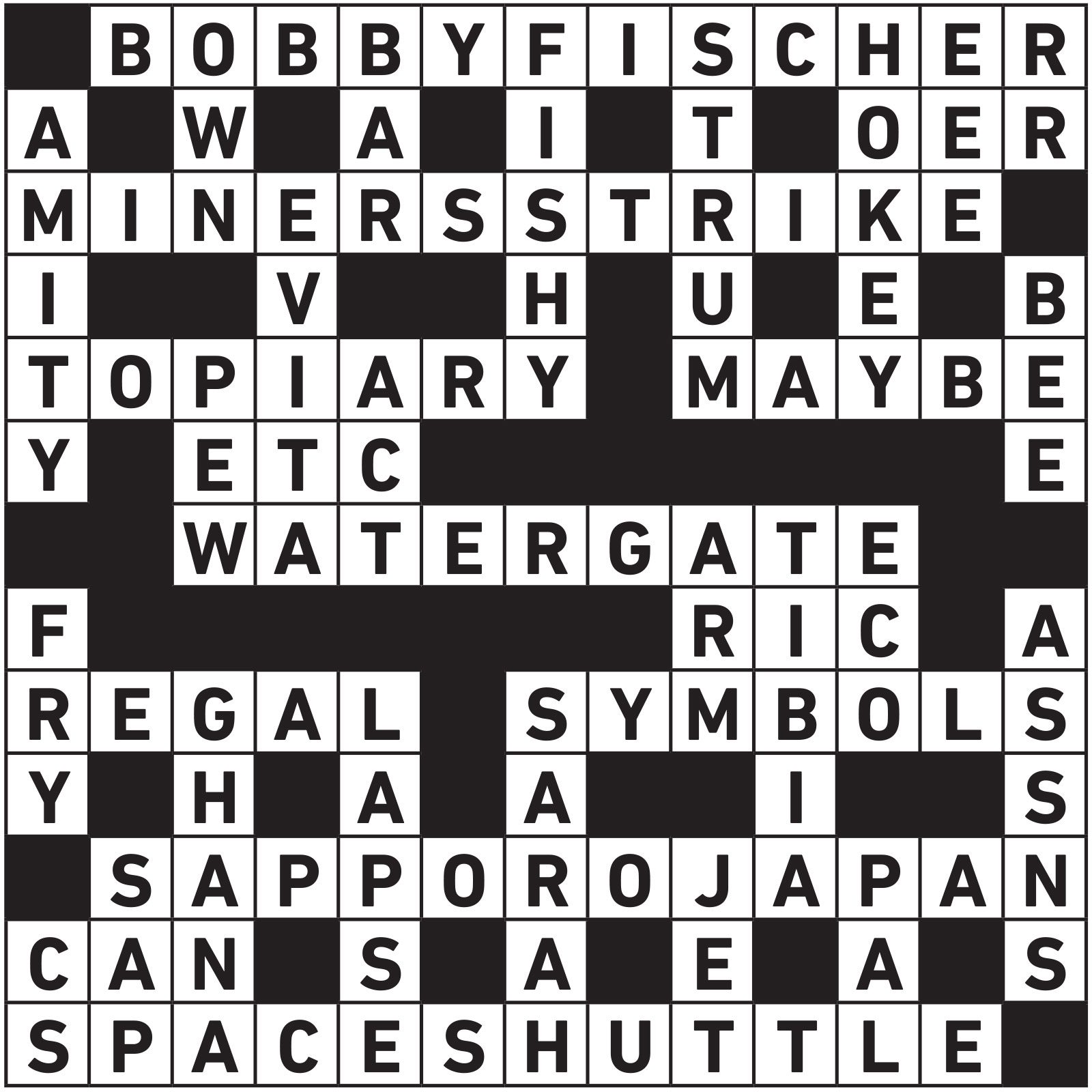 November 2022 Printable Crossword Answers
