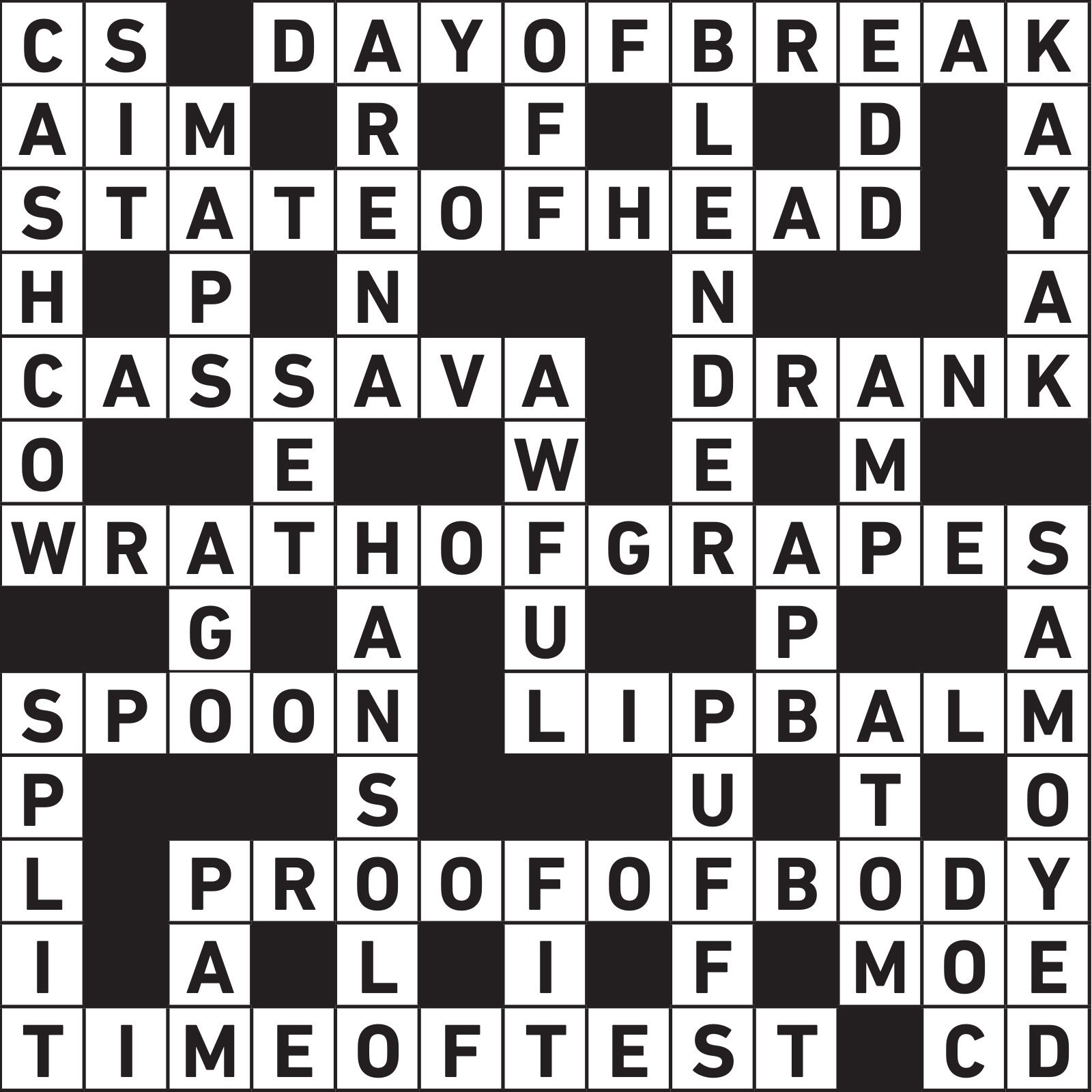 November 2023 Printable Crossword Answers