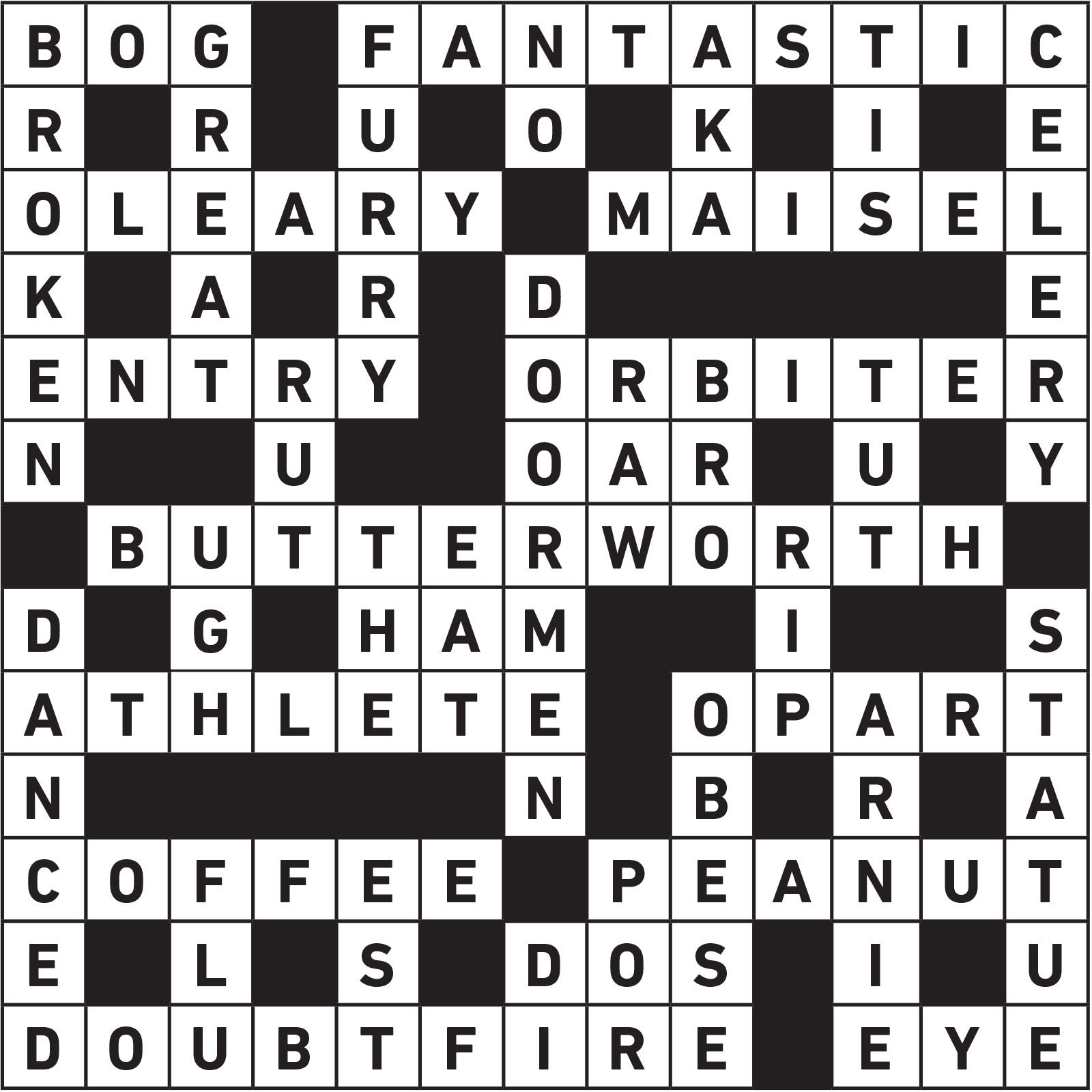 October 2021 Printable Crossword Answers