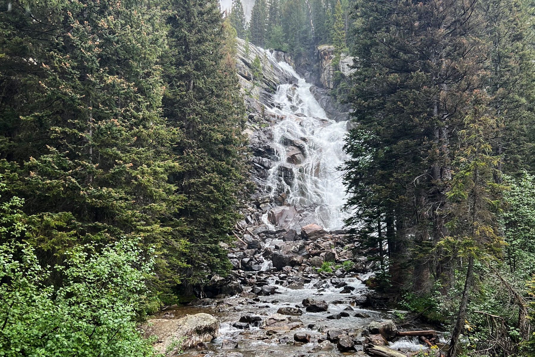 A water fall Grand Teton in the National Park