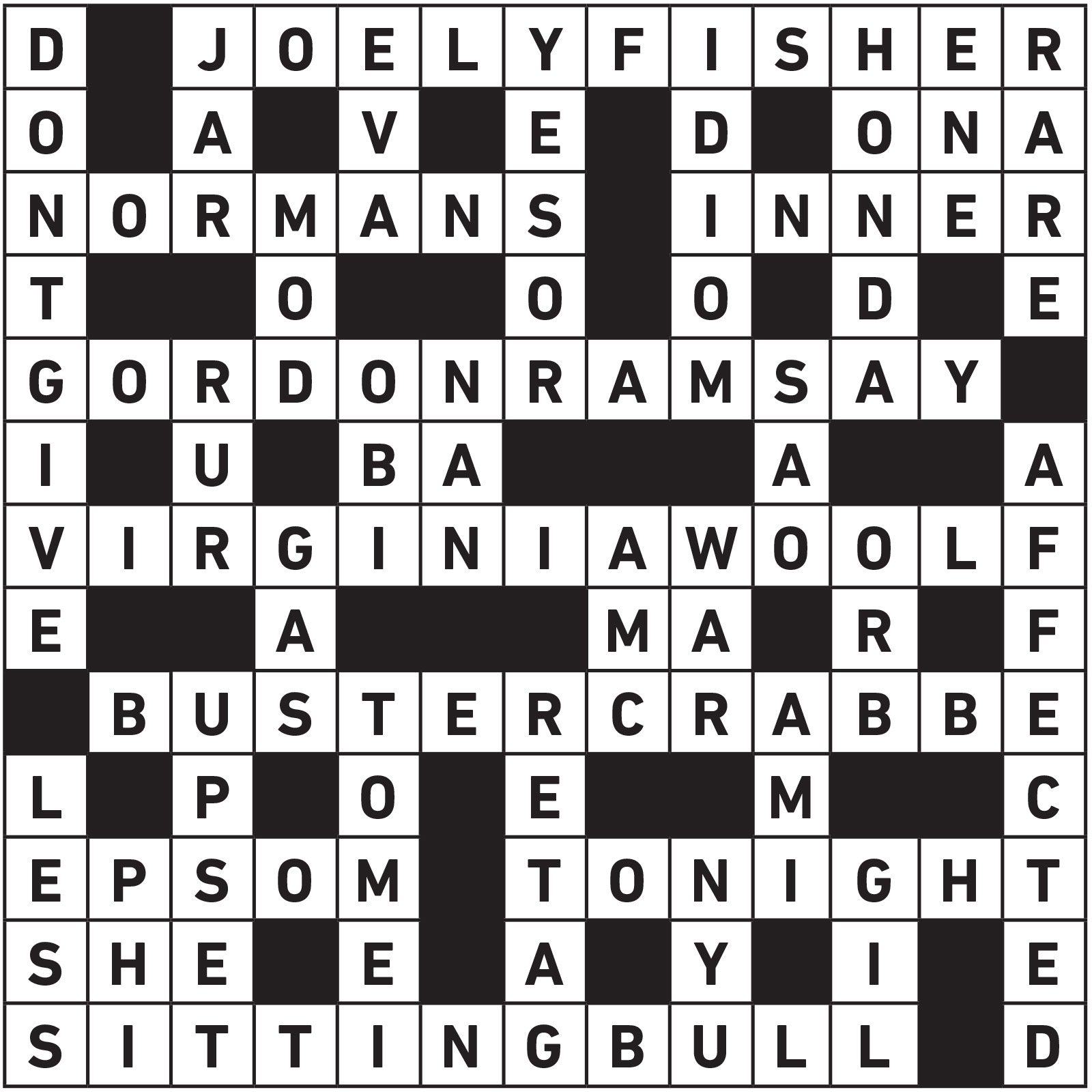 September 2021 Printable Crossword Answers