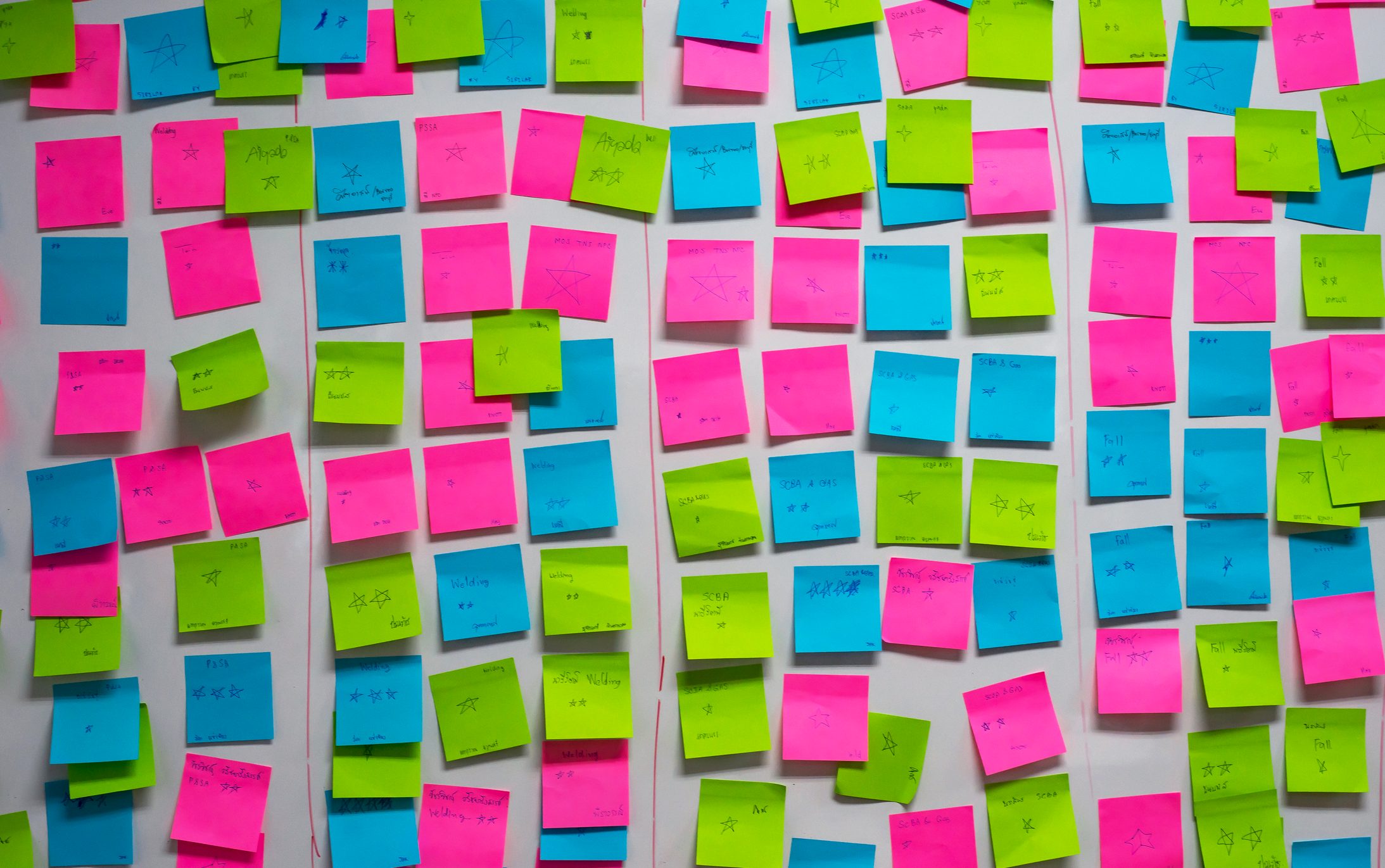 whiteboard post-it colored notes