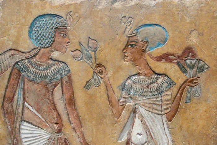 Armana style relief of a royal couple