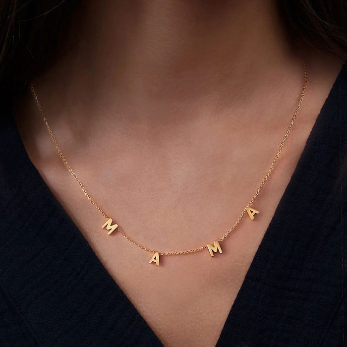 Necklace displaying the word 