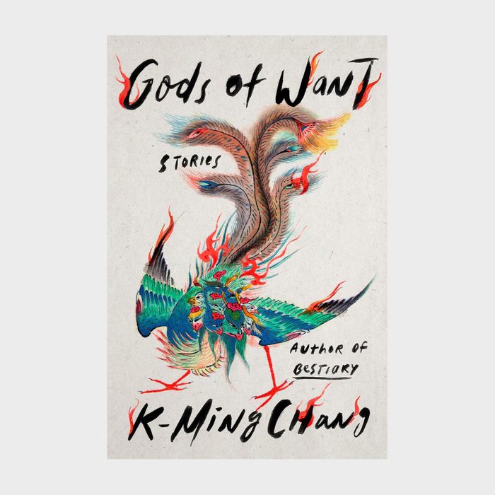 Illustrated bird with fiery tails stands amid swirls. Text reads: 