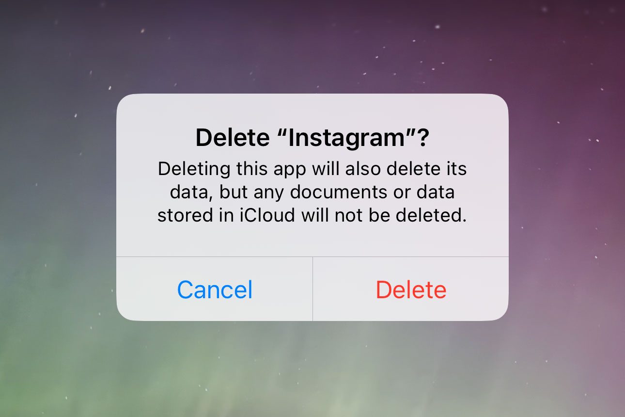 screenshot if deleting iphone 