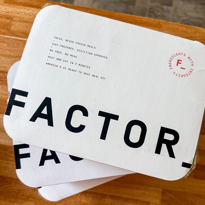 Meal kit packaging displays bold text 