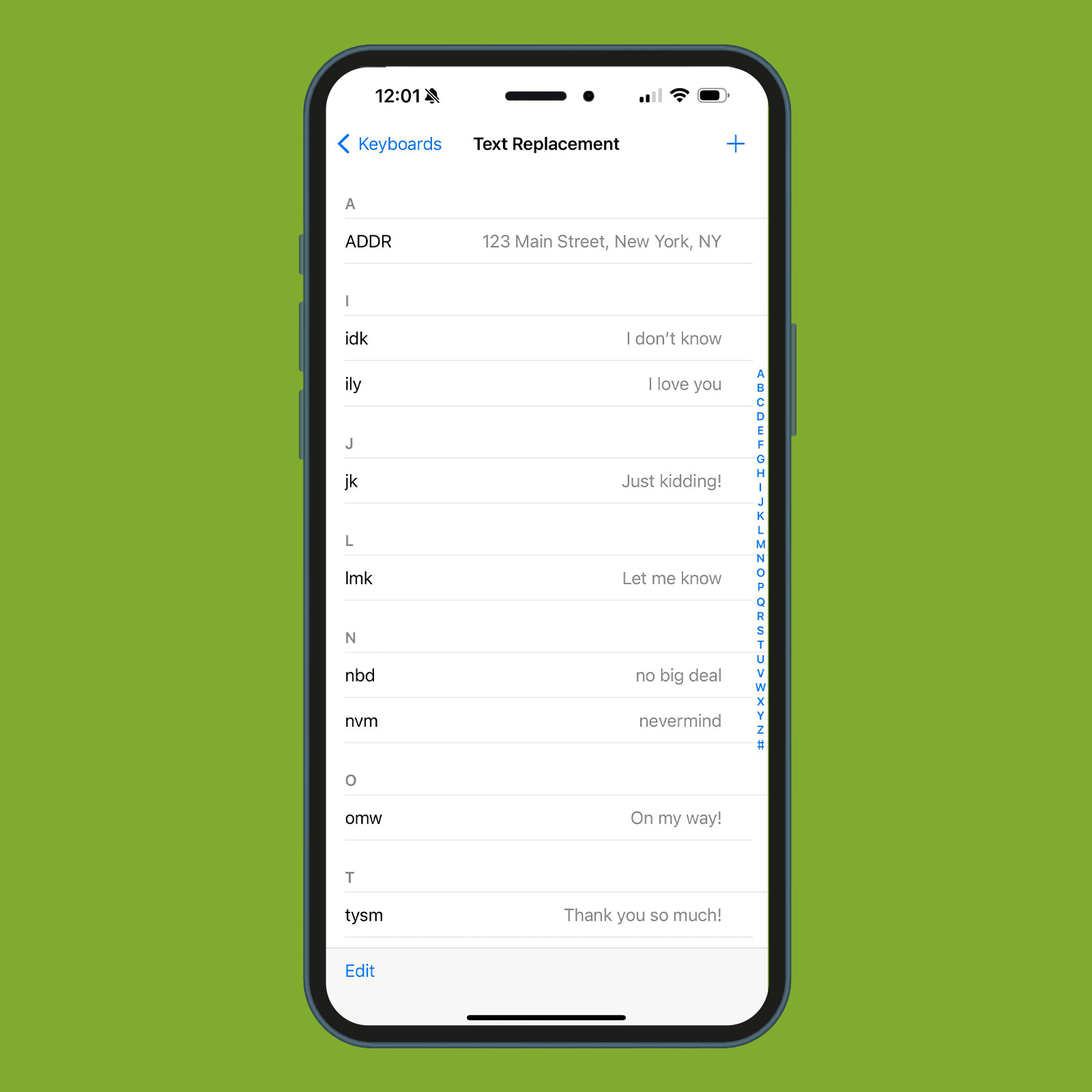 Step By Step Gif of How to Delete Keyboard Shortcuts on Iphone 