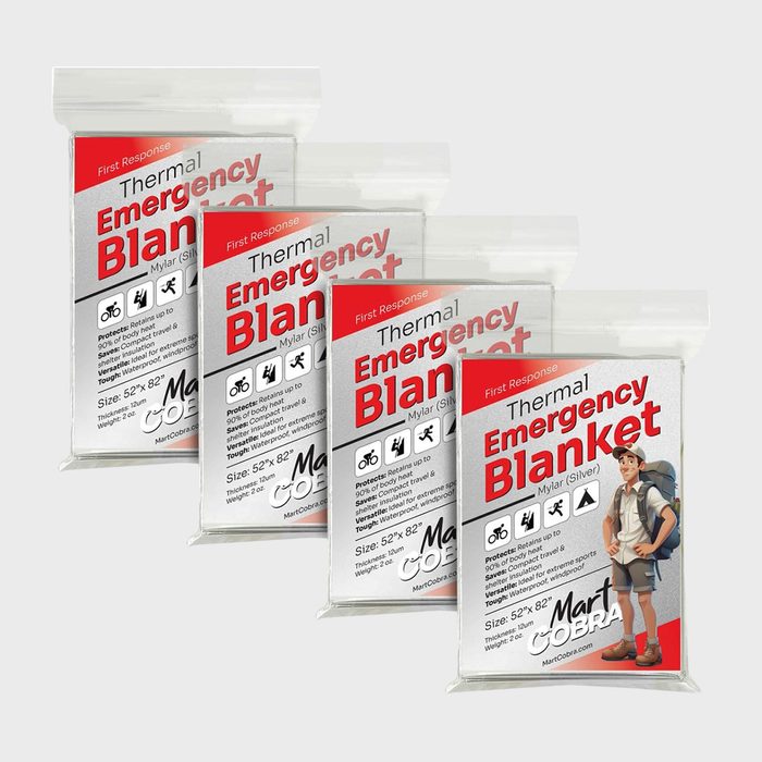 Blankets are packaged with labels detailing 