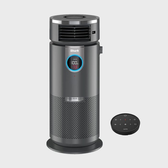 Air purifier displaying temperature, with a digital screen showing 