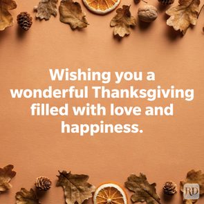 Thanksgiving message displayed; text reads 
