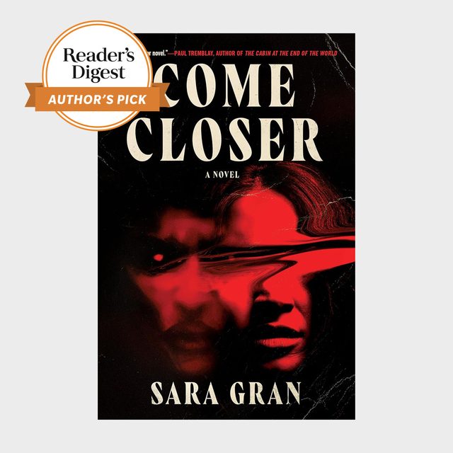 Book cover features distorted red face on black background, with large text reading 