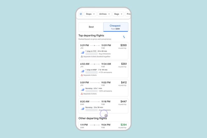 Google flights' cheapest option.