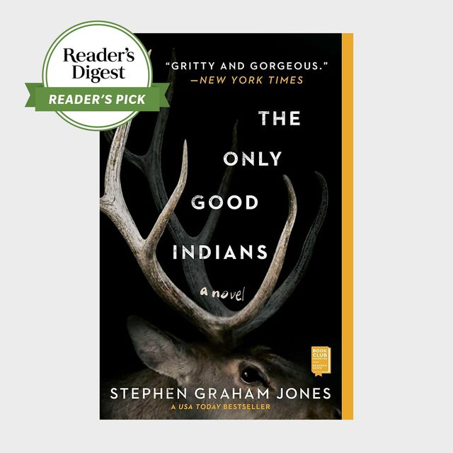 Book cover shows antlers overlapping title text, 