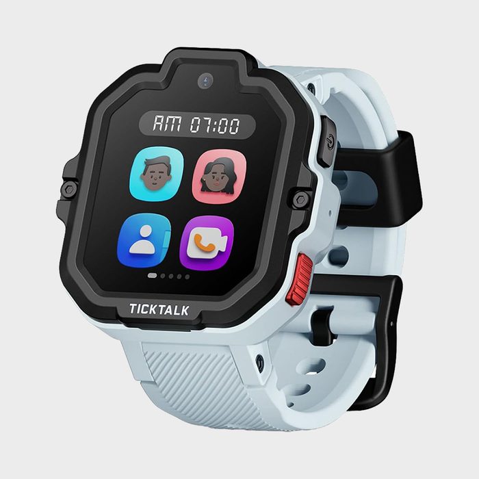 Watch displaying cartoon icons on screen, showing 