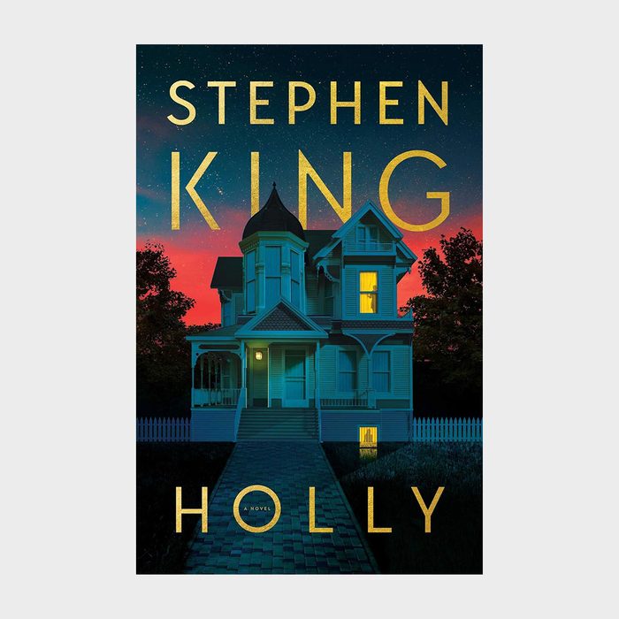 A Victorian house illuminated against a dusk sky; title text reads 
