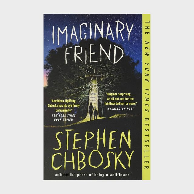 Dark tree with glowing pathway, silhouetted figures walking towards stairs; book cover text reads 