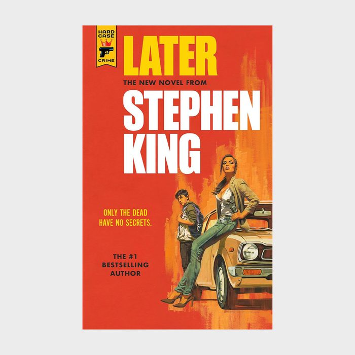 Book cover shows a woman leaning against a car, boy standing nearby; bold text reads 