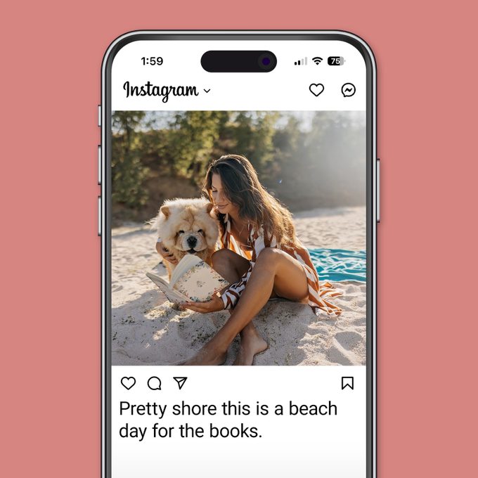 Beach Captions That Will Make Waves In Your Feed Instagram screenshot on pink background