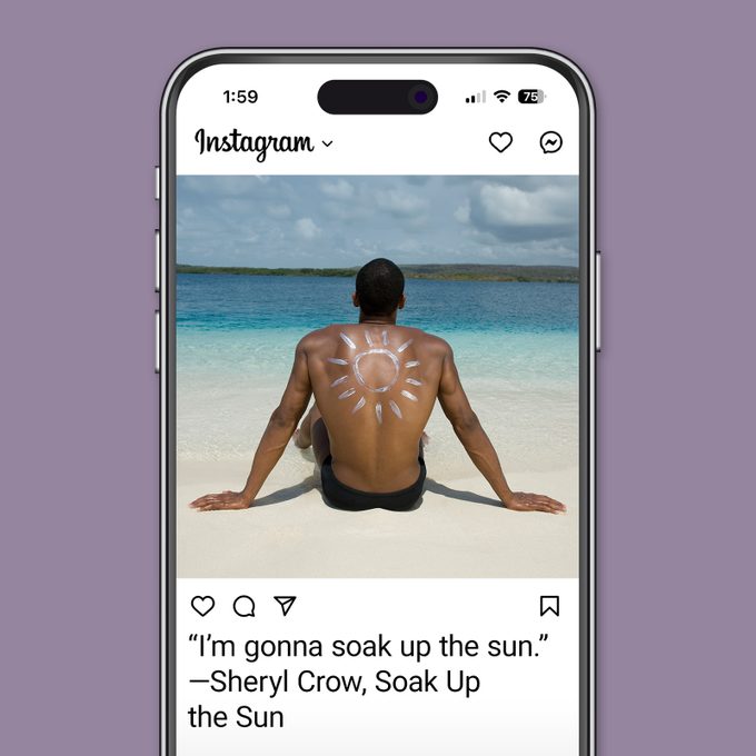 Beach Captions That Will Make Waves In Your Feed Instagram screenshot on purple background