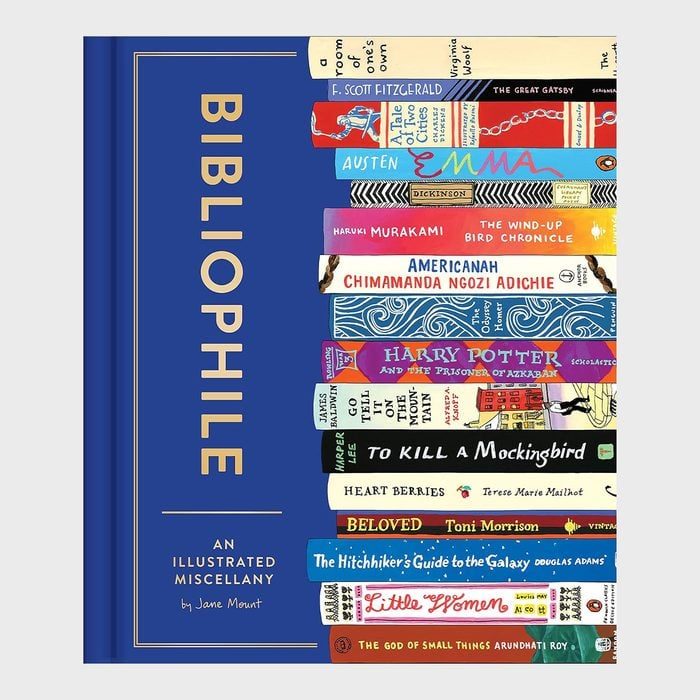 Book cover displays colorful stacked book spines with 