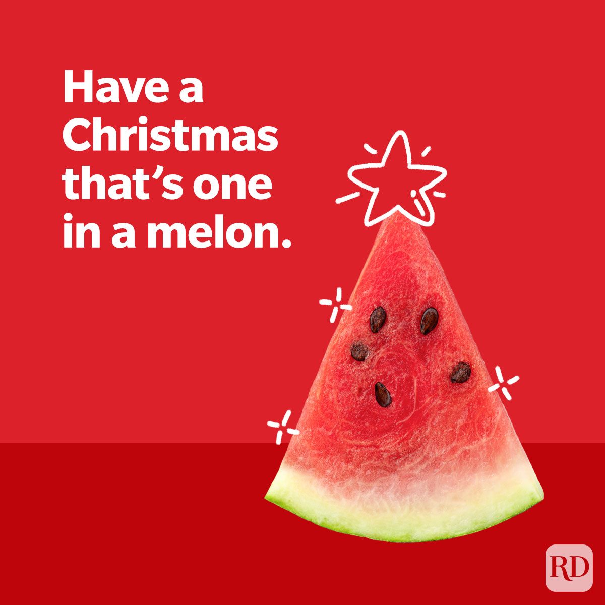 Christmas that is one in a 'melon'. Watermelon slice christmas tree with star decorations