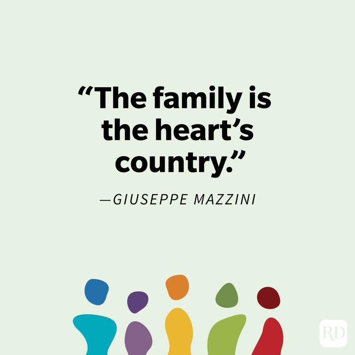 Family Quotes That Hit Close To Home on background with shapes resembling a family in different colors on light green background