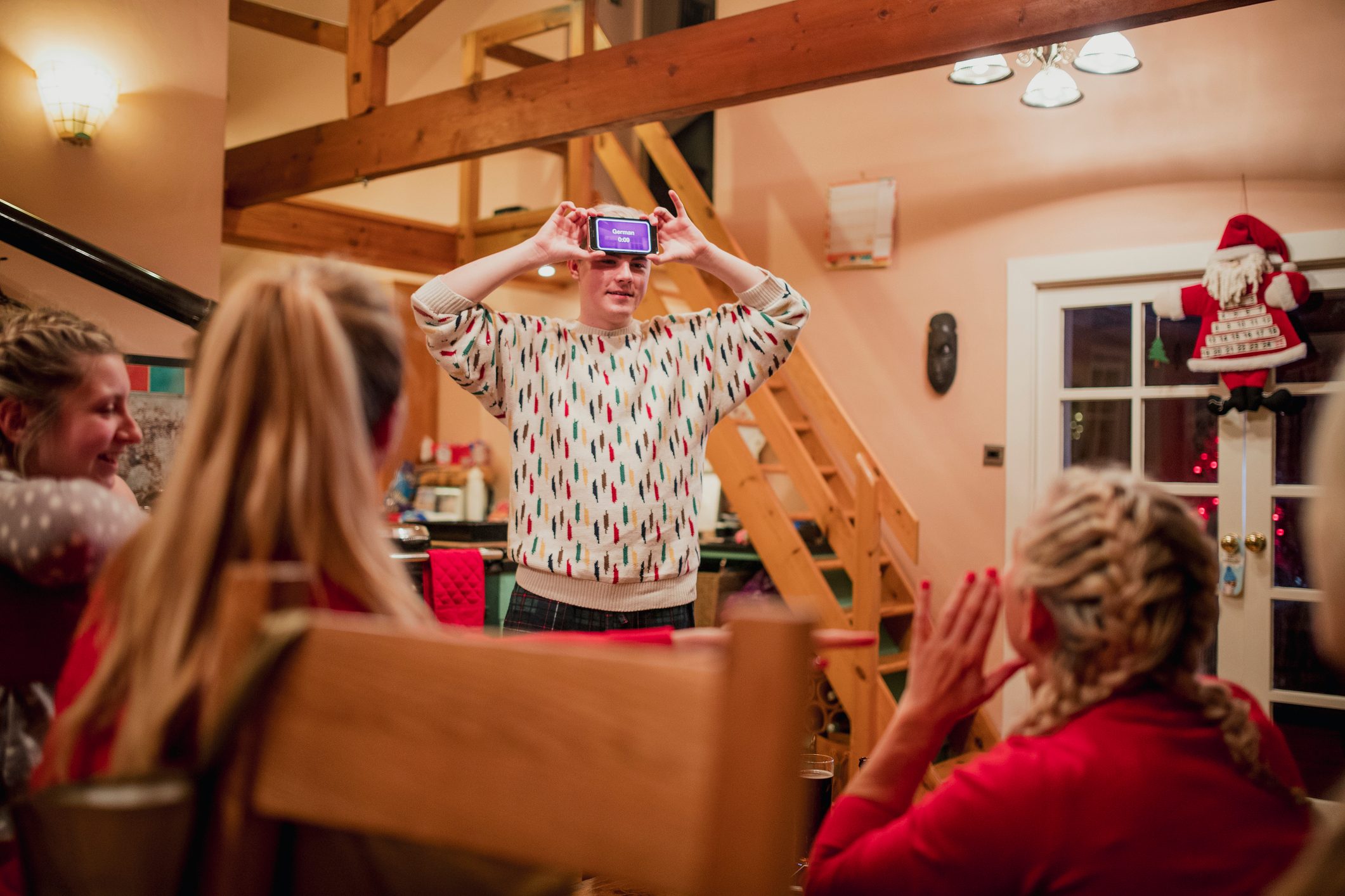 Playing a Movie Guessing Game at Christmas