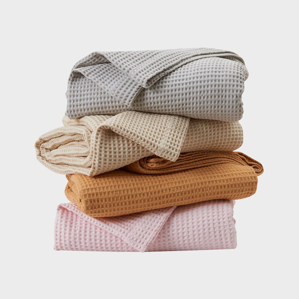 Great Bay Home 100% Cotton Waffle Weave Lightweight Bed Blanket 