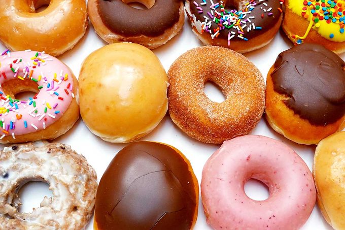 Doughnuts are sold at a Krispy Kreme store on May 05, 2021 in Chicago, Illinois.