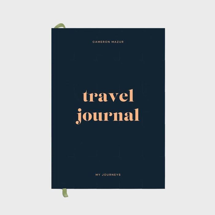 Journal with a dark cover displays 