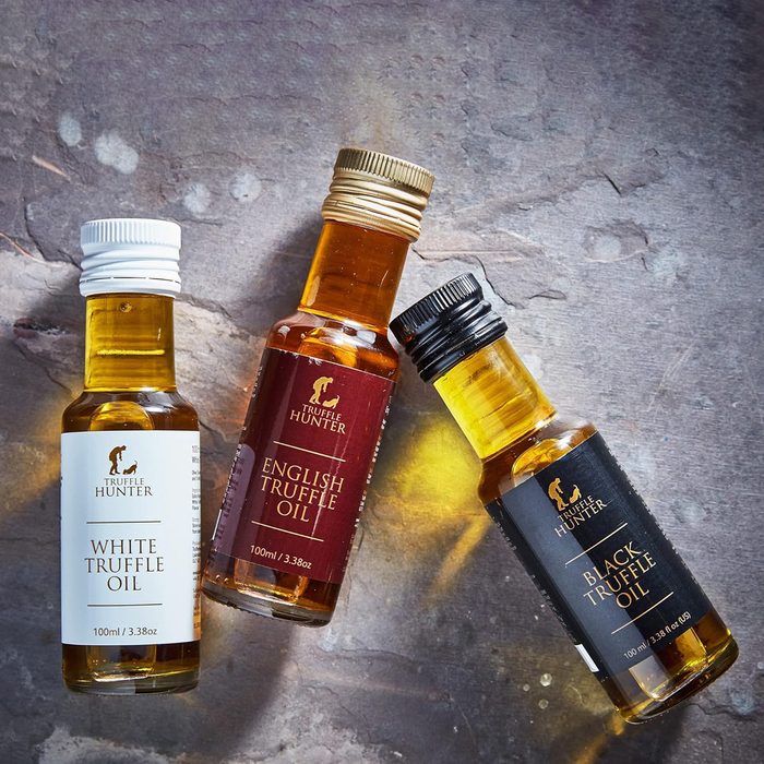 Three small bottles labeled 