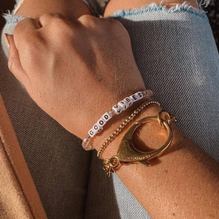 Arm wearing bracelets with 