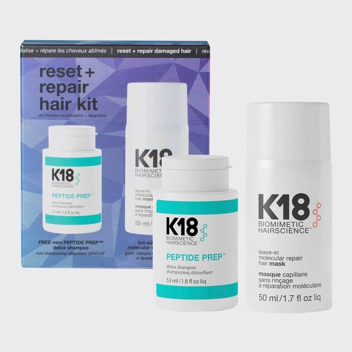 Kit containing two haircare bottles labeled 