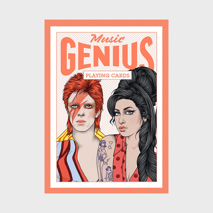 Two illustrated figures pose against a patterned background. The text reads 