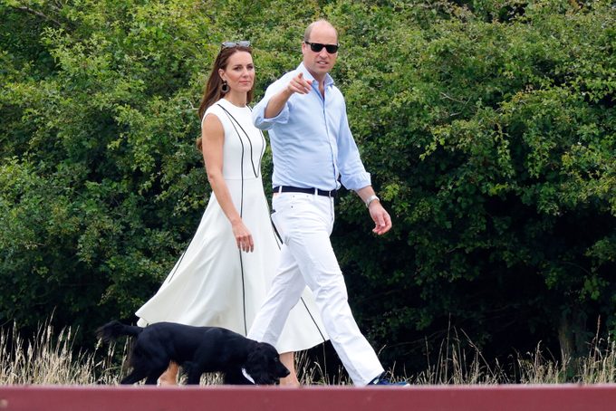 Catherine, Duchess of Cambridge and Prince William, Duke of Cambridge, with their dog 'Orla'