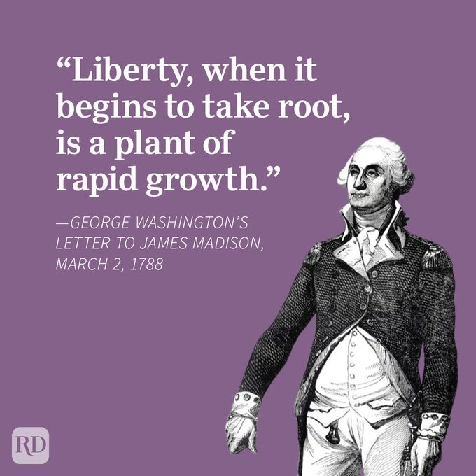 Famous George Washington Quotes Graphic on purple background