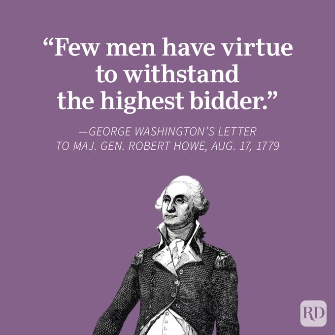 Famous George Washington Quotes Graphic on purple background