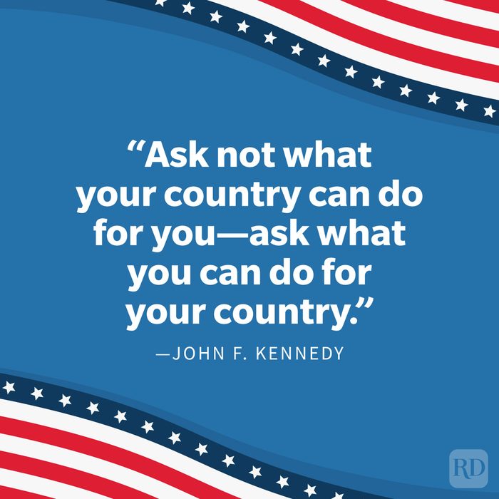 United States Of America Patriotic Quotes on blue background with the flag on opposite corners