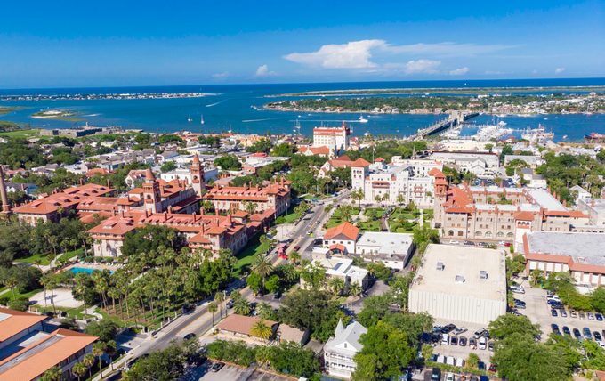 Aerial view of St. Augustine, Florida, on a sunny day