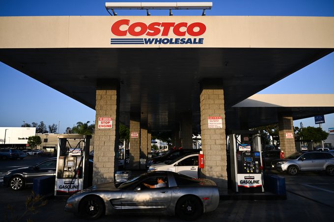Costco gas station with cars at pumps
