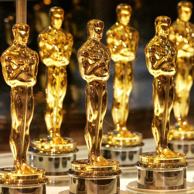 Six golden Academy Award statues
