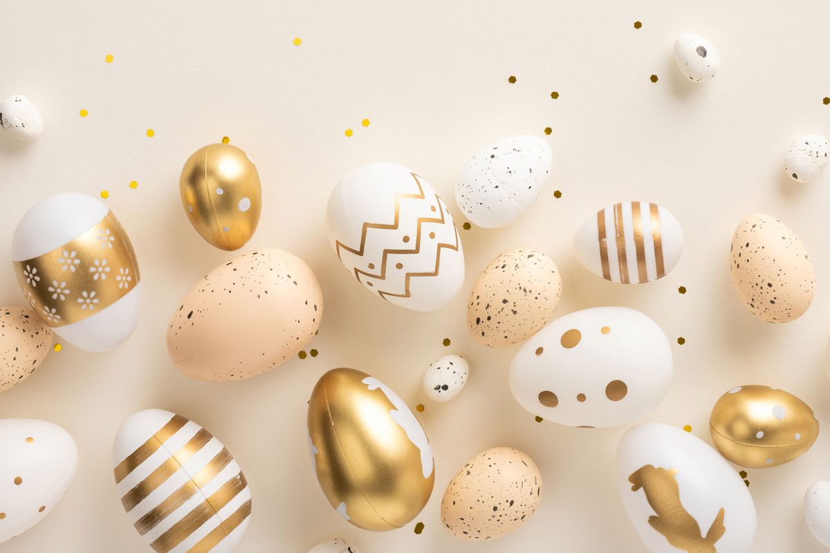 Golden And White Easter Eggs